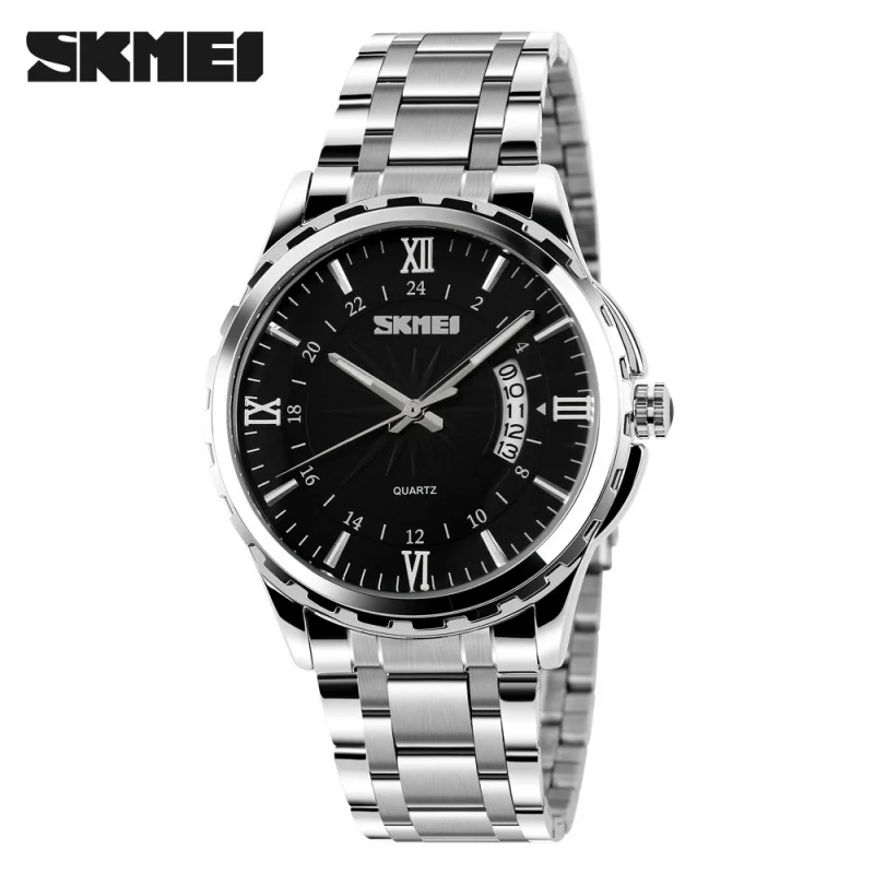 Skmei Genuine High-End Men's Luminous Week Calendar Watch Steel Band Business Exquisite Waterproof Watch 9069