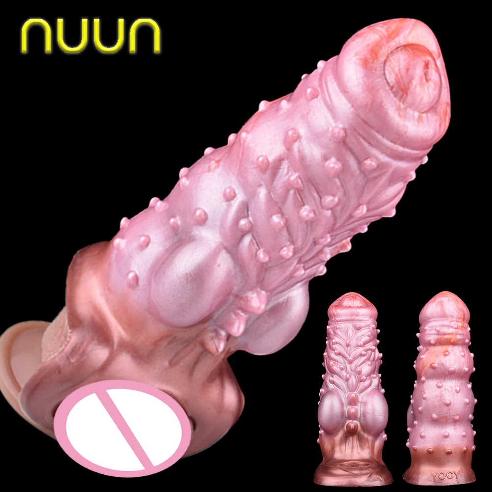 NUUN Penis Massage Sheath Monster Knot Anal Beads Spike Stimulate Male Masturbator Large Dildo Sheath for Men Delay Ejaculation