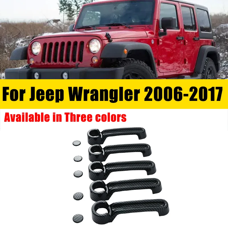 

Door Handle Cover Carbon Fiber Chrome For Jeep Wrangler JK 2006-2017 2007 2008 Stickers Anti-scratch Trim Set Car Accessories