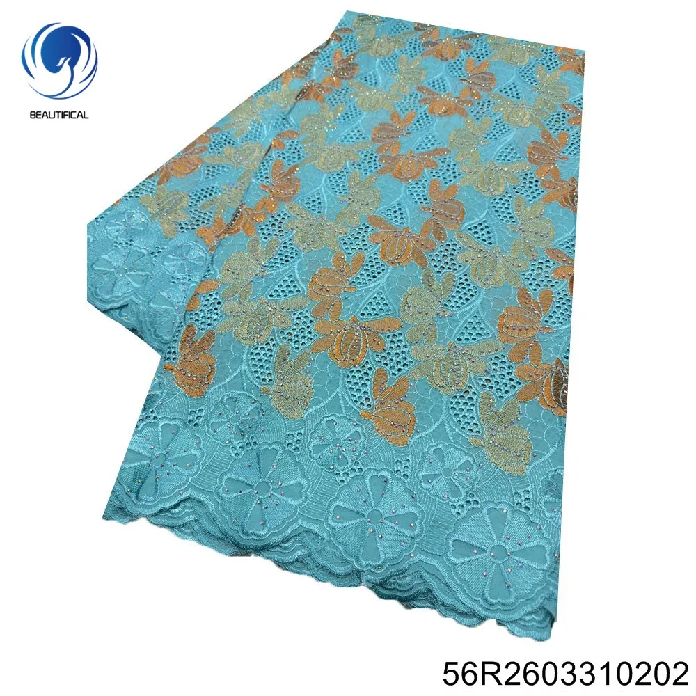 

2026 Premium Embroidered Lace New Style 100% Pure Cotton Fabric, Beautiful Party Dress From Nigeria and Switzerland 56R26033102