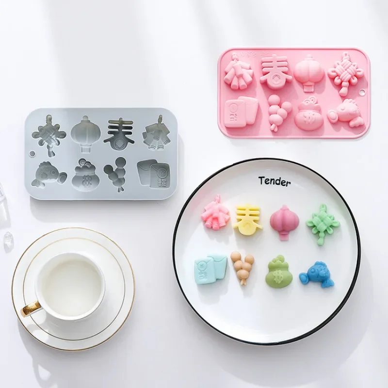 

8 Different Spring Festival Themed Silicone Molds Baking Cakes Chocolate Patterns and Silicone Materials Kitchen Supplies Gifts