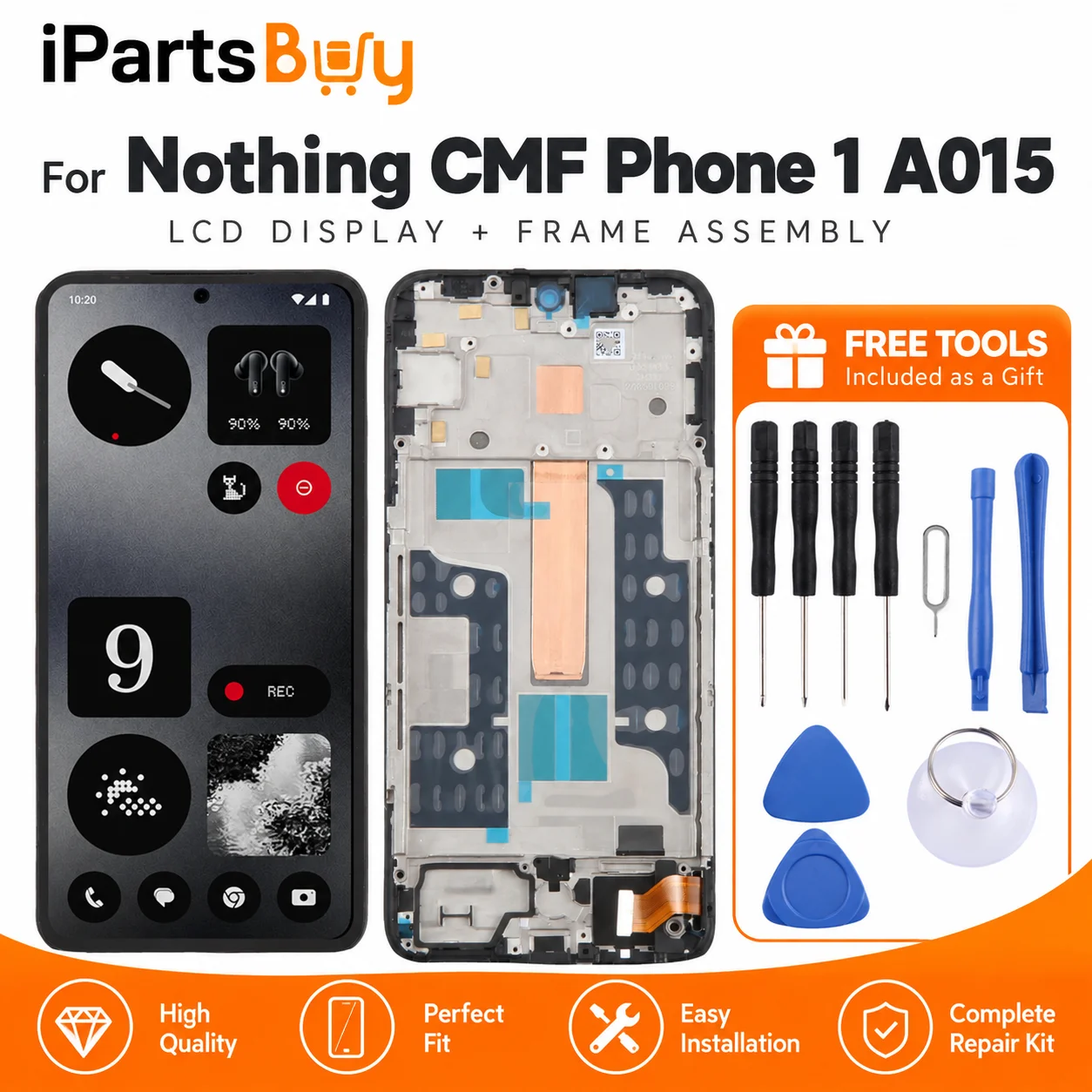 IpartsBuy For Nothing CMF Phone 1 A015 OLED LCD Screen Digitizer Full Assembly with Frame