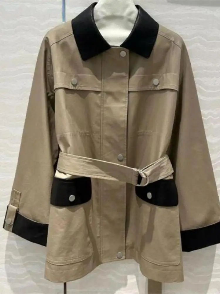 

2025 New Winter Worsted High-density Double-stranded Cotton Baby Goat Leather Collar Foddy Pocket Long Trench Coat For Women