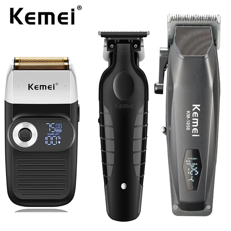 

Kemei 2299 Professional Barber Hair Clippers and Trimmer Kit Cordless Fading Hair Cutting Machine Combo Men Electric Foil Shaver