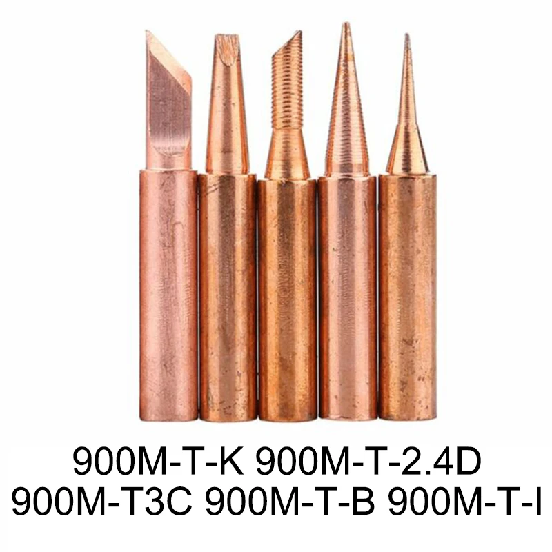 

5pcs/set Soldering Tips Kit 900M-T Copper Soldering Tip Lead-free Solder Iron Welding Tips For 936,937,938,969,8586,852D