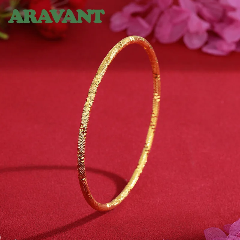 ARAVANT 925 Silver 18K Gold 3mm Bracelet Bangle For Women Girls Fashion Party Jewelry