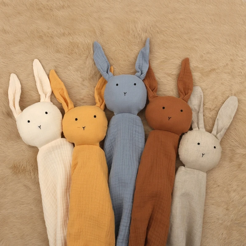 

Baby Towel Cotton Stuffed Cartoon Rabbit Towels Soothe Appease Newborn Soft Comforting Sleeping Toy Gift