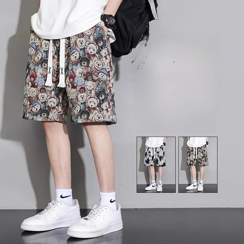 

Ice Silk Thin Printed Beach Hawaii Qui Dry Cool Feeling Men's orts Summer New Sle 5 Minutes Pants Casual Loose Waist