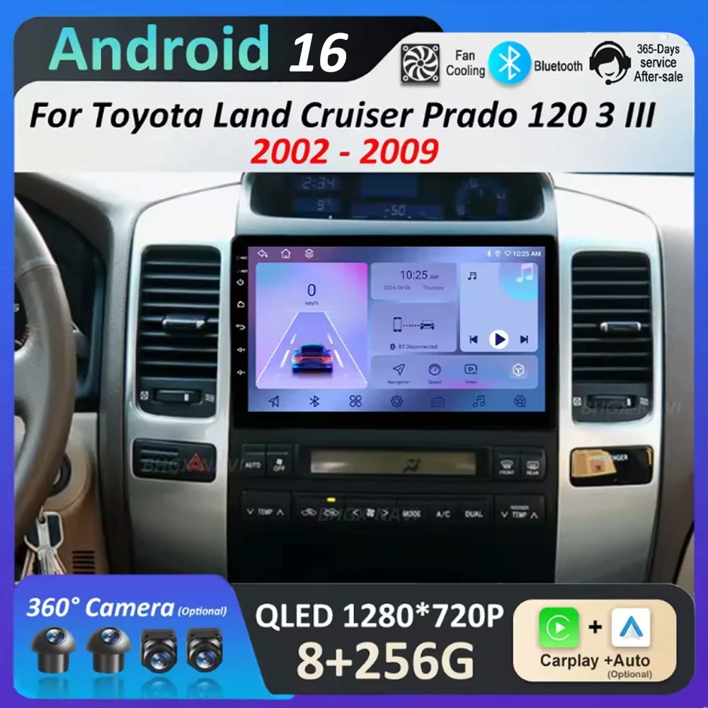 

Car Radio Multimedia Player Android 16 for Toyota Land Cruiser Prado 120 3 III 2002 - 2009 Split Screen GPS Navigation Head Unit