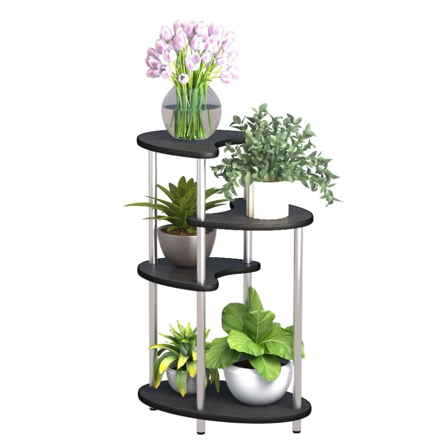 

4Tier Metal Plant Stand Foldable Tall Plant Holder Iron Art Corner Plant Display Rack Indoor Outdoor Living Dinning RoomBlack