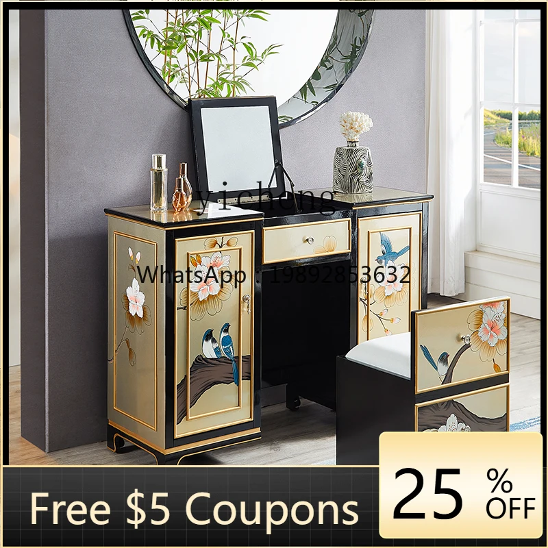 

ACC New Chinese Style Dressing Table Bedroom Solid Wood Makeup Table Multi-Functional Desk Storage Cabinet