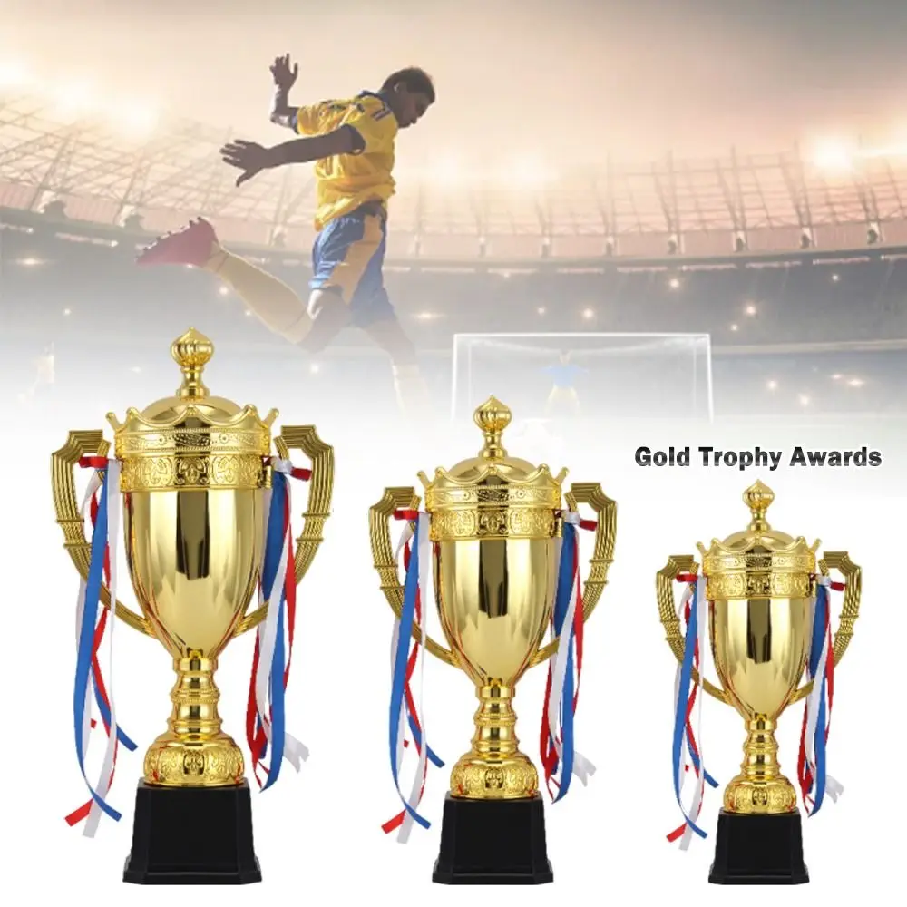 

Sports Trophy Metal Model Gold Trophy Awards Small Size With Lid Prize Cup Crown Design Gold Color Trophy Competition