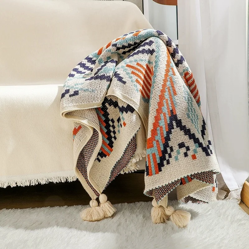 Navajo Sun Blanket Thick Knitted Bohemian Nap Air Conditioning Blanket Sofa Blanket Baby Blanket