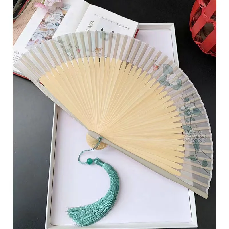 Ancient Style Fan Chinese Style Ladies Classical Cherry Blossom Folding Small Fan Dance Props Fan Summer Fan