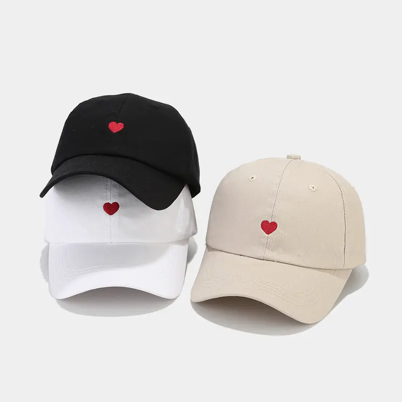 Gorra de béisbol con bordado de dibujos animados para hombre y mujer, gorro ajustable de algodón con bordado de amor, 2023