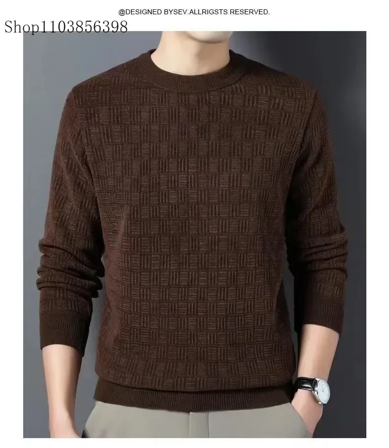 Spring Autumn Pure Wool Pullover Sweater Men O-neck Long-sleeve Cashmere Knitwear Male Clothing Knitted Sweaters Mens Outwear