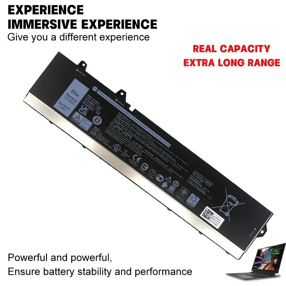 RCVVT Laptop Battery 11.55V 83Wh 6827mAh For Dell Precision 7670 7680 7770 7780