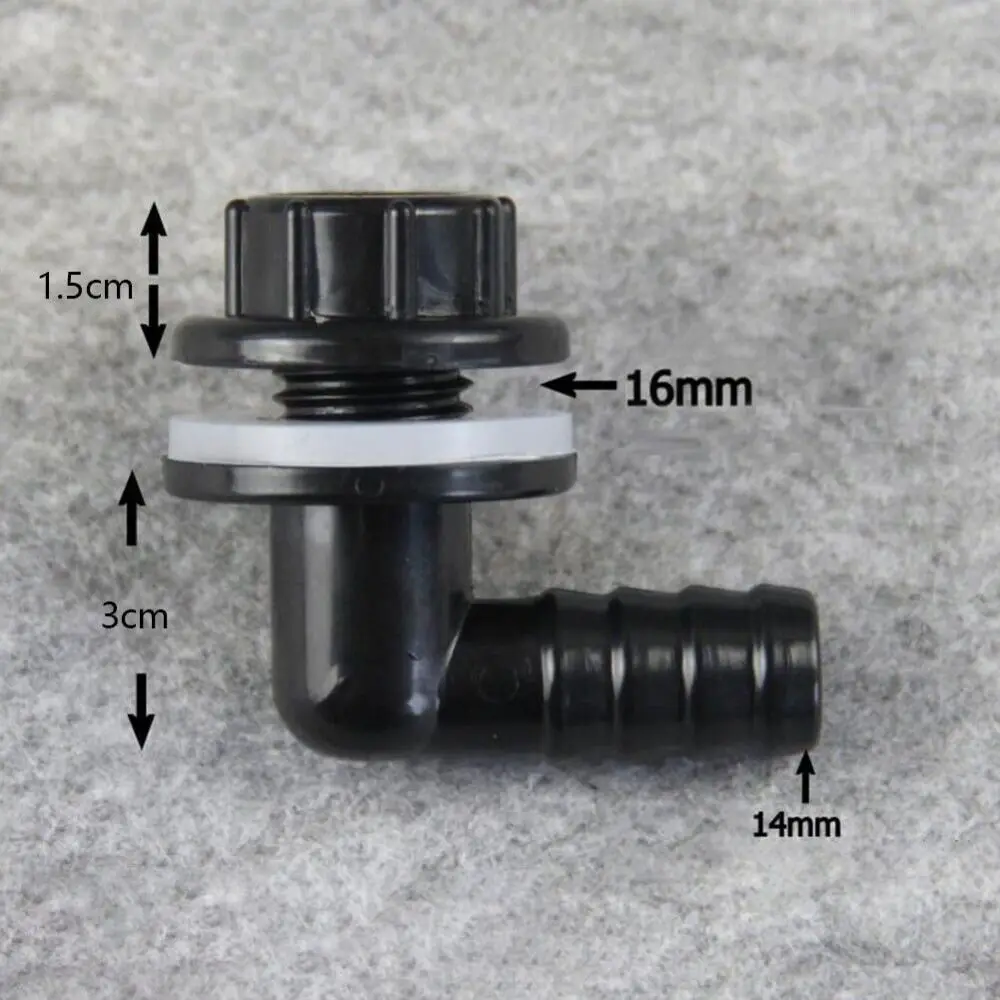 Durable Plastic Small Drainage Connector Black Drainage Water Changing Fitting Elbow Connector Watering Equipment Water Tank