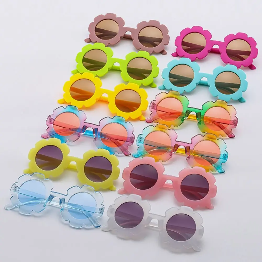 Round Frame Kids Sunflower Sunglasses Colorful Children Flower Sun Glasses Sun Protection Eyewear for Disco Festival Party