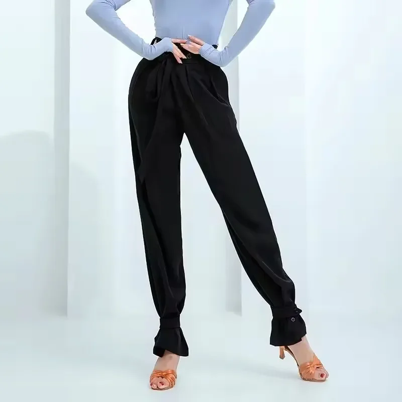 Vestido de dança latina prática profissional moderno padrão nacional calças botão cintura adulto traje tango roupas rumba