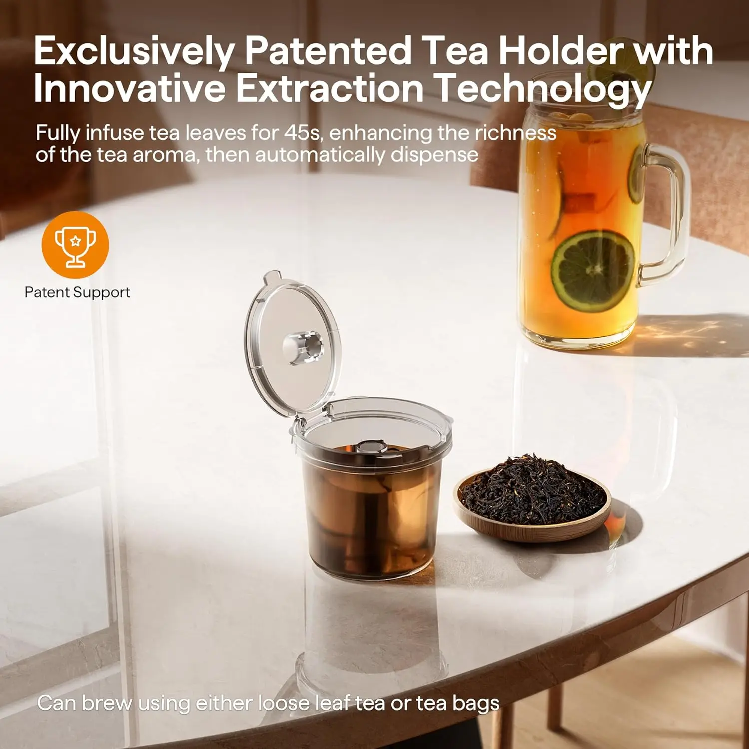 ماكينة صنع القهوة ذات الخدمة الواحدة لكوب K، المطحونة والشاي، ماكينات القهوة الساخنة والمثلجة مع إعدادات جريئة، مقاسات المشروب من 6 إلى 16 أونصة، شركات