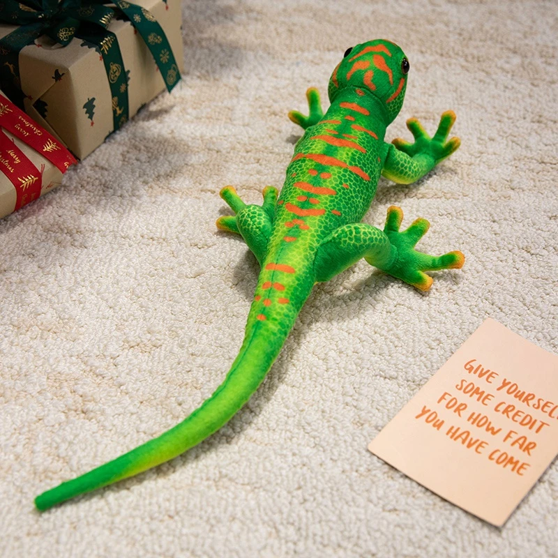 Realistici giocattoli di peluche geco verde simulazione animale coda lunga lucertola bambola di pezza ragazzi regali di compleanno decorazione della casa