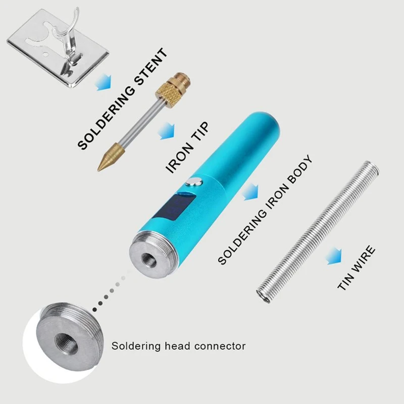 Rechargeable Soldering Iron Portable Removable Battery With LED Display USB Fast Heat