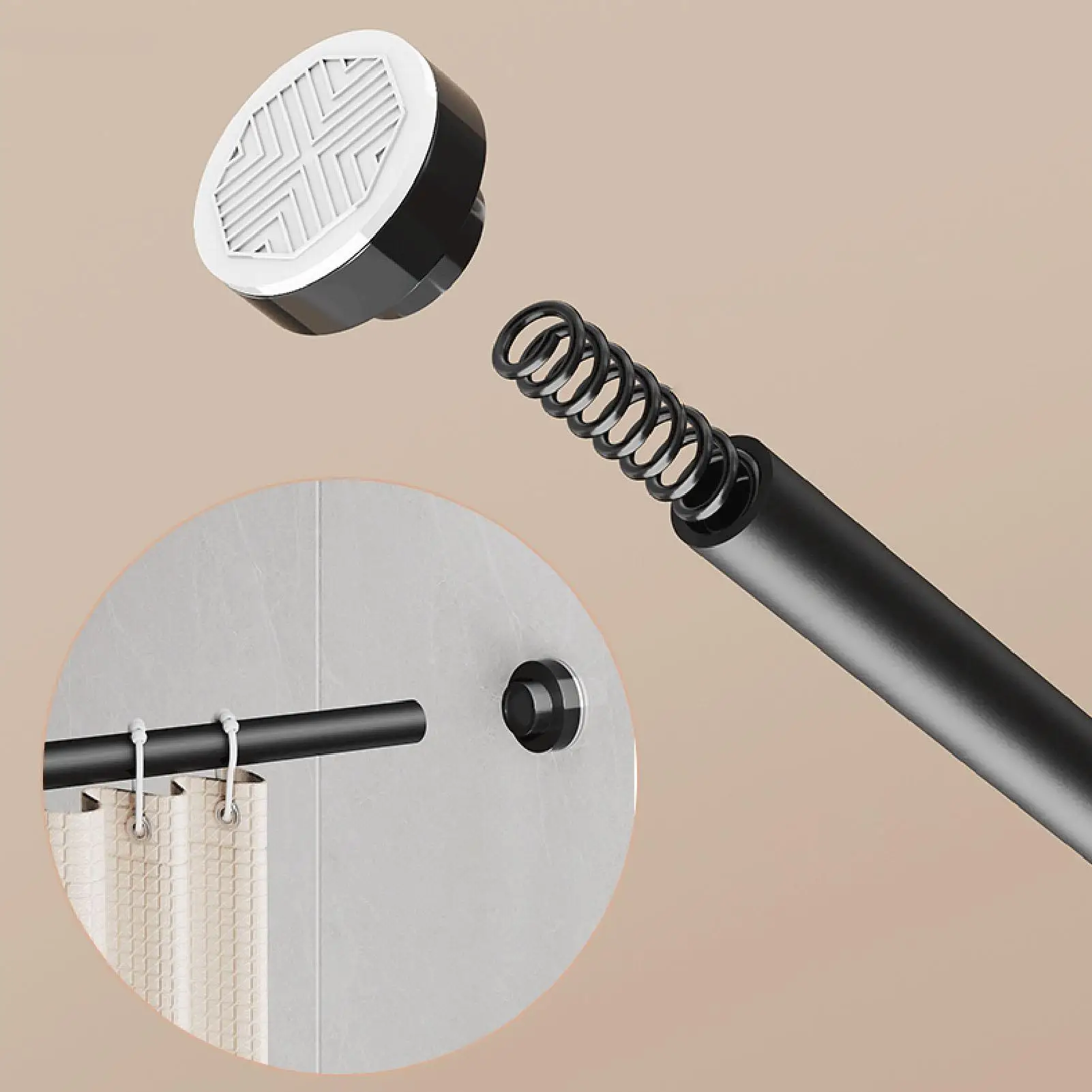 

Телескопическая штанга для душевой занавески без сверления, нескользящая, для общежитий, отелей, ванных комнат, квартир