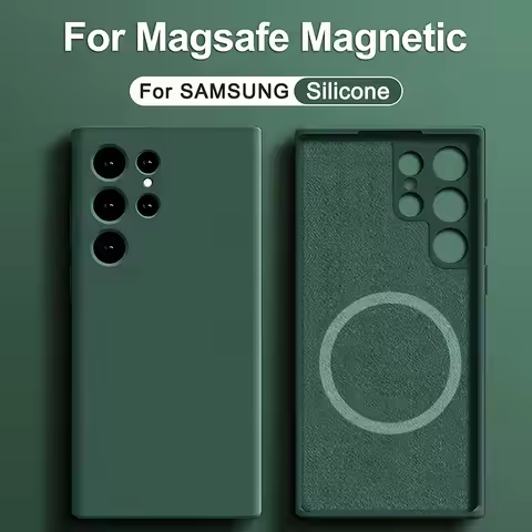 Liquid Silicone Case For Magsafe Magnetic For Samsung Galaxy S24 S23 S22 S25 Ultra Cases S21 Fe A55 A54 A35 A25 A15 Bumper Cover