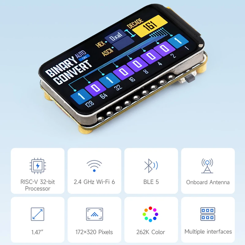 Płytka rozwojowa Waveshare ESP32-C6 z wyświetlaczem 1,47 cala RISC-V 160MHz WiFi6 BLE 5 dla Arduino LVGL HMI Antena Onboard Typ-C — zdjęcie produktu 2