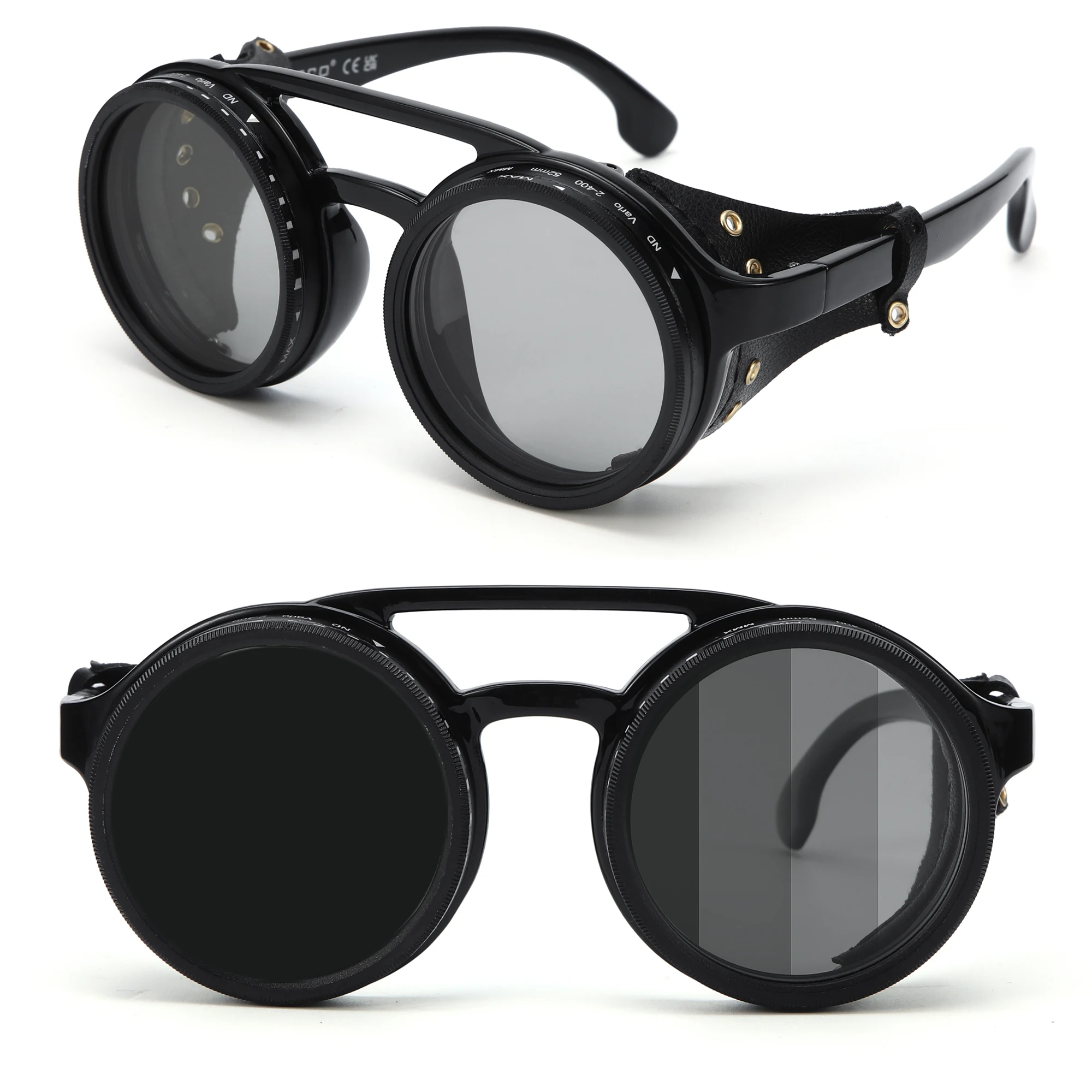 ND9 verstelbare dimbare zonnebril Retro Punk ronde heren outdoor vissen UV400 gepolariseerde rijzonnebril