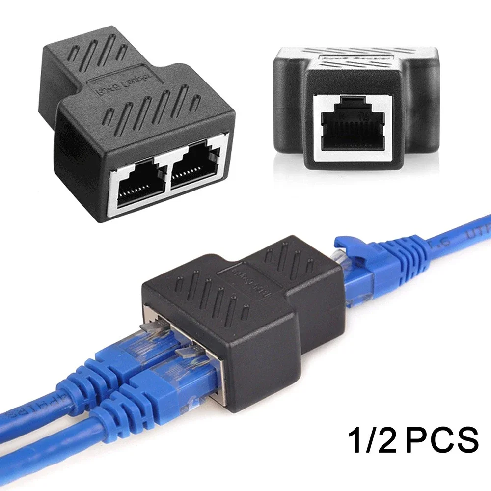 1 tot 2 manieren RJ45 Ethernet LAN-netwerksplitter Dubbele adapterpoorten Koppelingconnector Extender-adapter Stekkerconnectoradapter