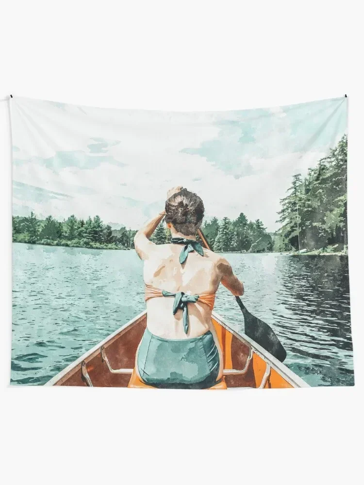 Row Your Own Boat | Woman Empowerment Confidence Painting | Positive Growth Mindset Boho Adventure Tapestry