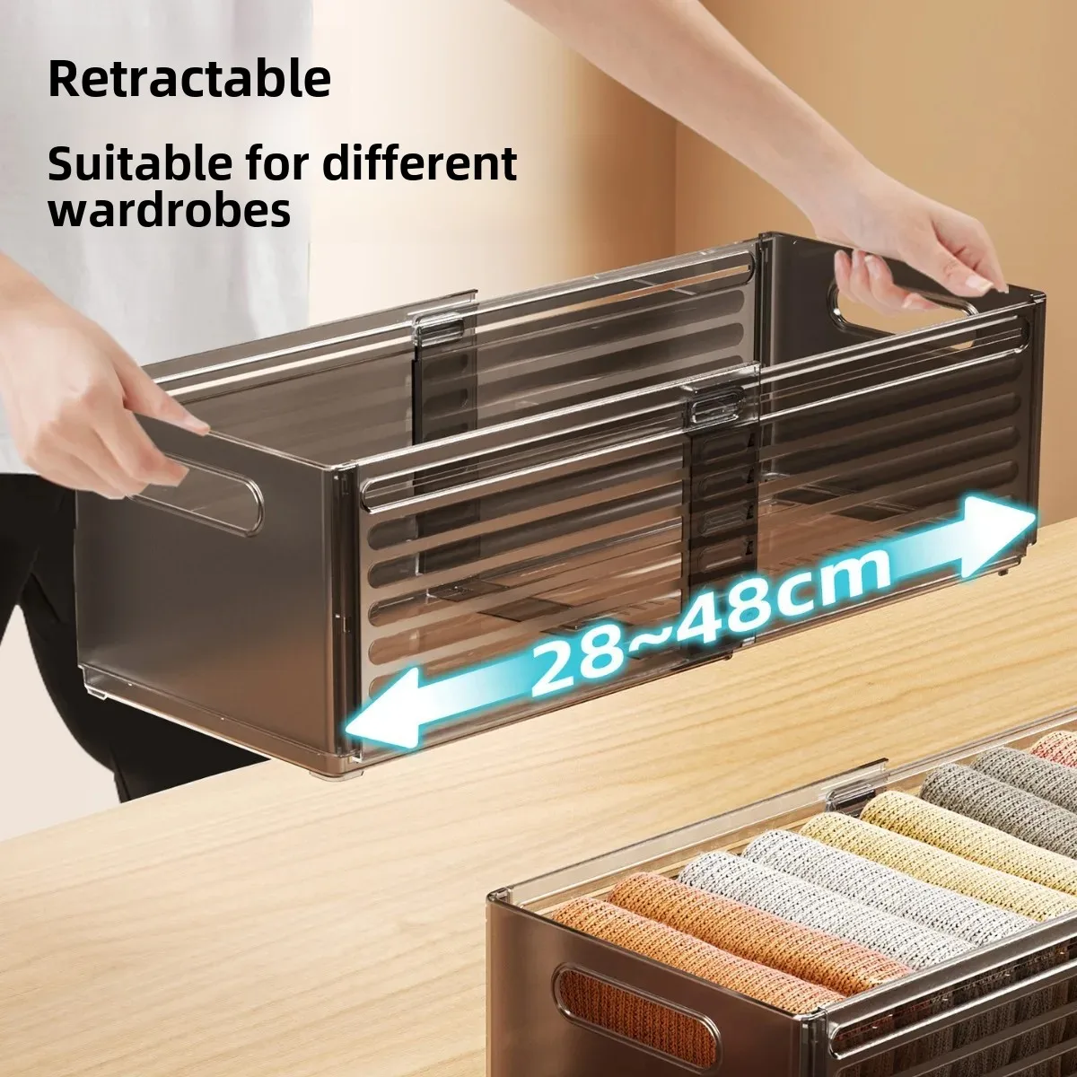 Expandable Underwear Socks Storage Box Plastic Drawer Organizer For Household Wardrobe Clothing Sorting And Storage