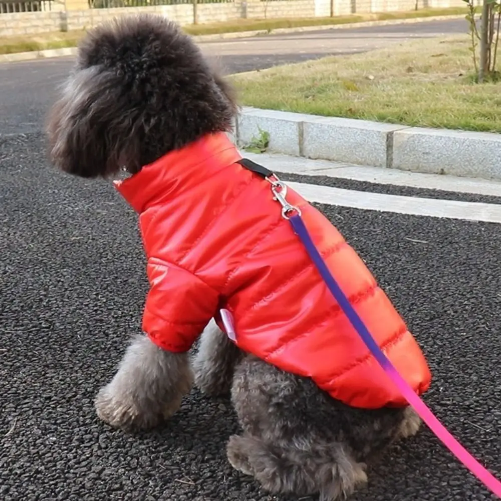 

Casual Thicken Winter Dog Clothes Bright Color PU Leather Puppy Jacket Clothing Two-leg Windproof Pet Coat Outfits Chihuahua