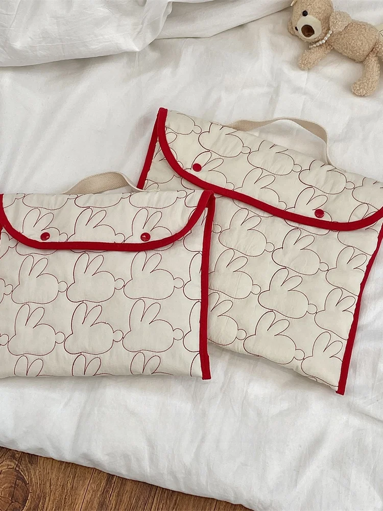 

Embroidered Rabbit Pattern Handheld Tablet Cuter Bag /3 Inch iPad Notebook Storage Bag Portable Digital Accories