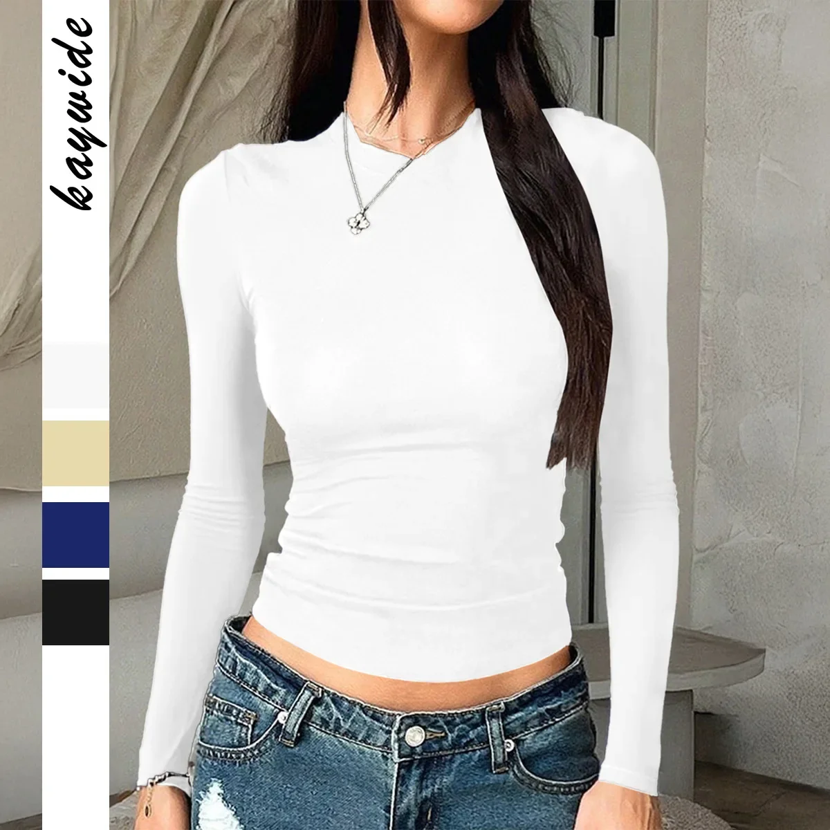 

Casual Commuting Plain Long Sleeve Top T-shirt Women's Wear 2025 Autumn Winter