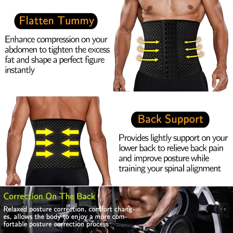 Vensslim Men Slimming Body Shaper Waist Trainer Trimmer Belt Abdomen Belly Corset Tummy Control Fitness Compression Shapewear