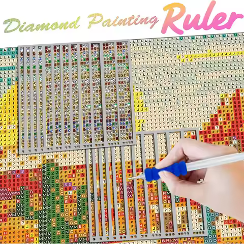 New Diamond Painting Ruler for Square/Round Drills - With 1/2/3/4 Grid Guide, Durable Stainless Steels Ruler for Diamond Art