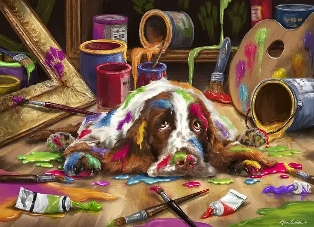 

Paint Dog Adult Wooden Puzzle 1000/500/300 Pieces Puzzles for Gameroom Bedroom Livingroom Party Birthday Gift Challenging Game