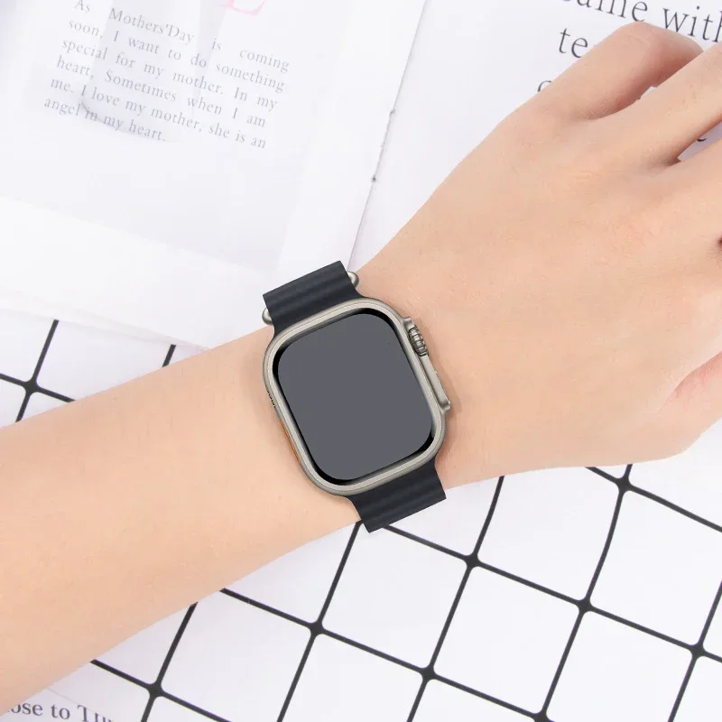 Ocean Band สําหรับ Apple Watch Ultra Strap 46 มม.42 มม.49 มม.45 มม.44 มม.41 มม.40 มม.สร้อยข้อมือกีฬา iwatch SE Series 10 9 8 7 6 5 4 3 Ultra