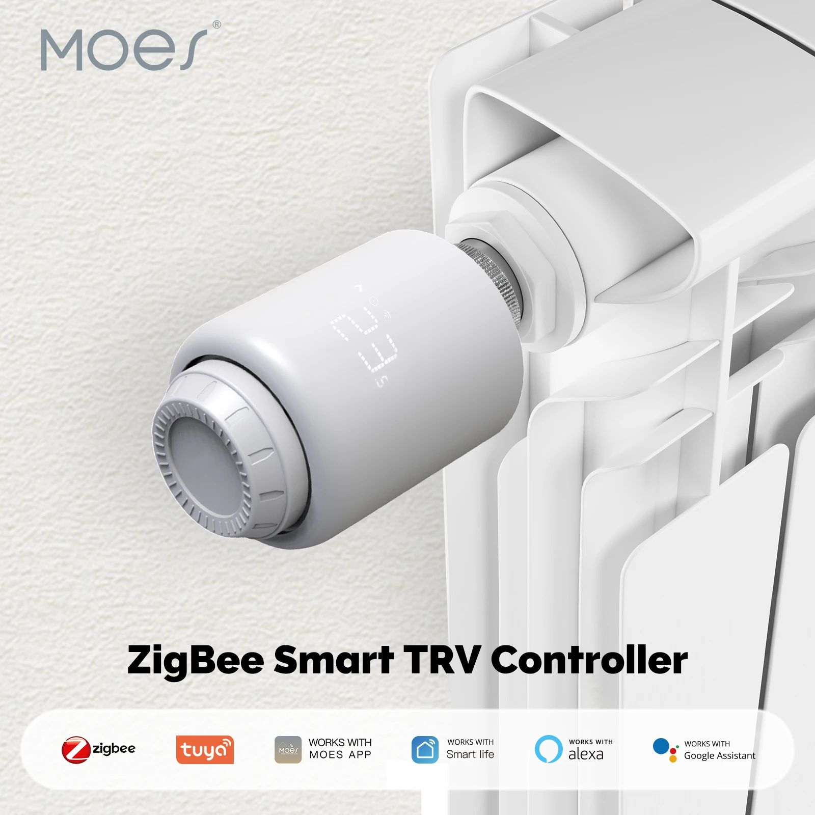 Moes-Vanne thermostatique sans fil, Tuya, Zigequation TRV, Vanne religieuse, Chauffage à distance SmartLife, Contrôleur de température, Alexa Voice