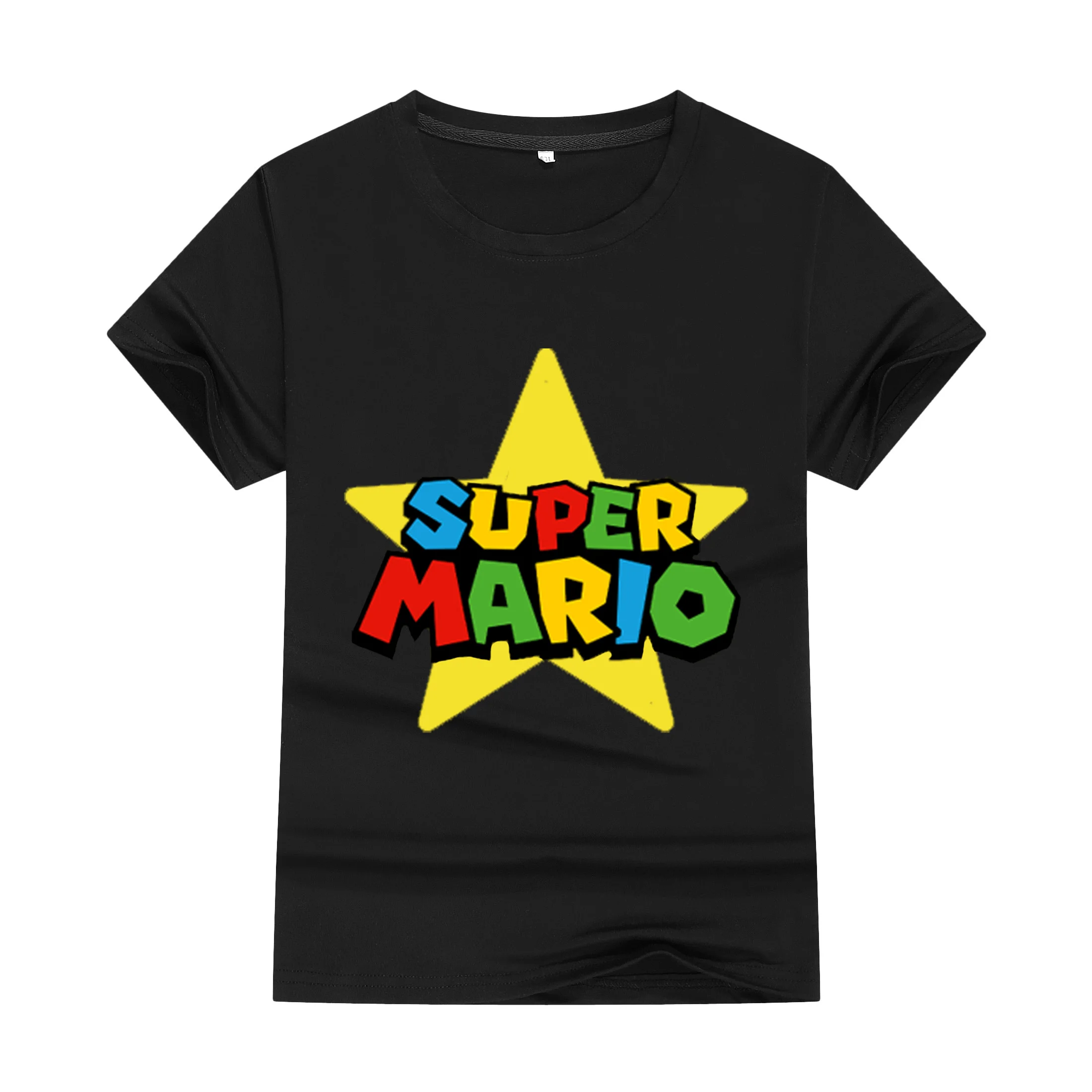 الصيف الكرتون سوبر ماريو الخوخ الأميرة المطبوعة جولة الرقبة تي شيرت الأساسية قصيرة الأكمام لطيف مضحك الأسرة اللباس الأطفال هدية