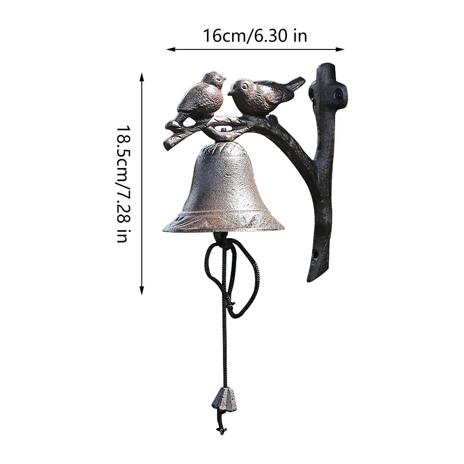 Vintage żeliwny dzwonek do drzwi dzwonek powitalny para ptaki skandynawski wiejski dzwonek obiadowy na dziedziniec przyjęcia na parapetówkę bramy