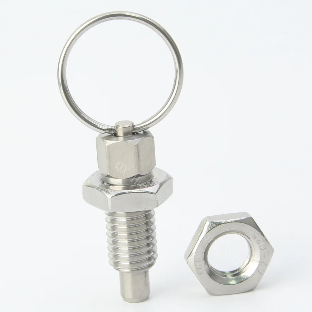 QX217 Stainless/Carbon Steel Body Short Pull Ring Hand Retractable Spring Plungers with Locking Nut
