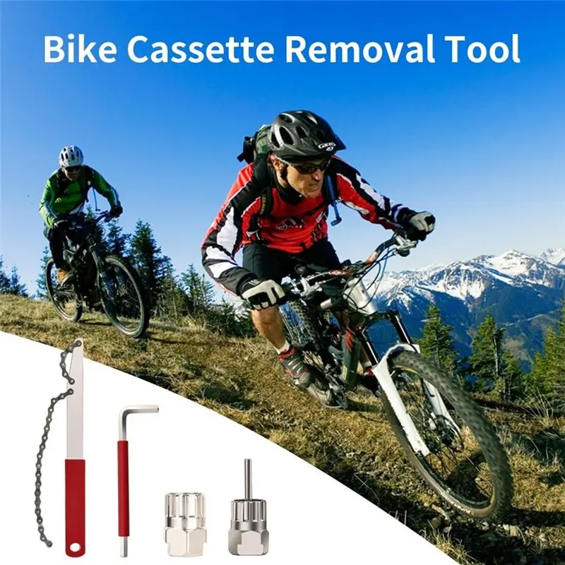 NEW HOT In Stock-Bike Cassette Removal Tool, 5Pcs Bike Chain Tool Kit With Chain Whip Auxiliary Wrench Bicycle Cassette Lock Rin