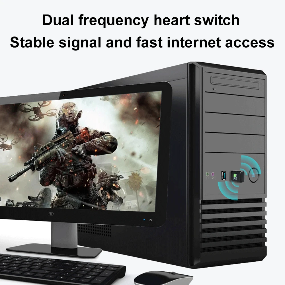 Adattatore WiFi USB da 2,4 GHz 5,8 GHz Dongle Plug and Play Ricevitore WiFi per scheda di rete USB compatibile con Windows Vista/XP/Win7/8/10/11