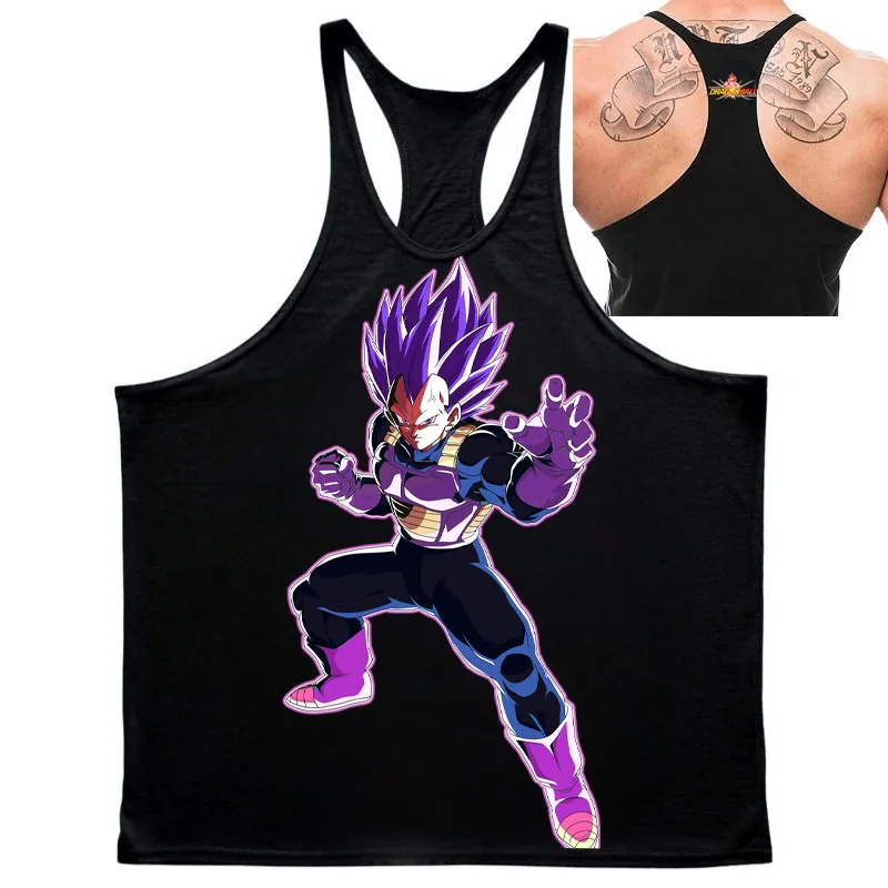 Popular Anime Dragon Ball Wukong Element Pattern Printing 2025Summer New Hot Selling Men's Gym Sports Cotton Sleeveless Tank Top