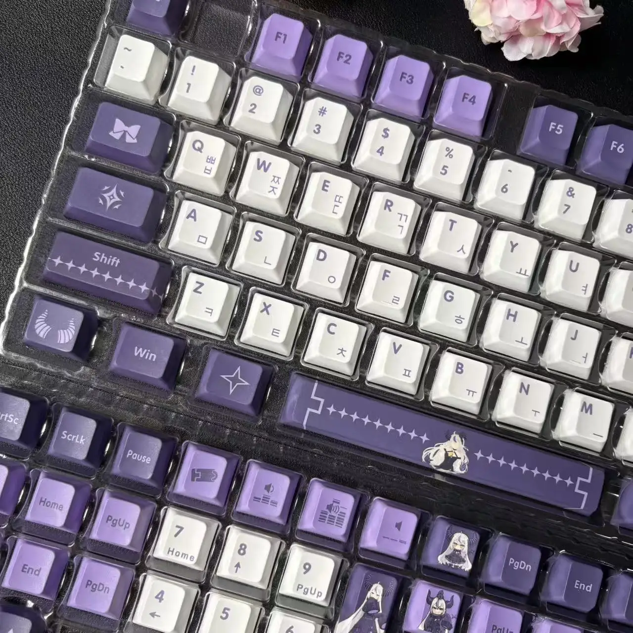 La+ Darknesss Keycaps Hololive Vtuber Key Cover PBT DYE Sublimation Cherry MX Cross Axis Switch Keycap for Mechanical Keyboard