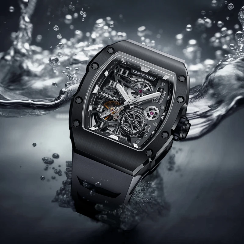 أعلى العلامة التجارية الأصلية ساعة أوتوماتيكية للرجال الراقية الفاخرة الجوف خارج كرونوغراف مقاوم للماء رجالي ساعات آلية ساعة Reloj